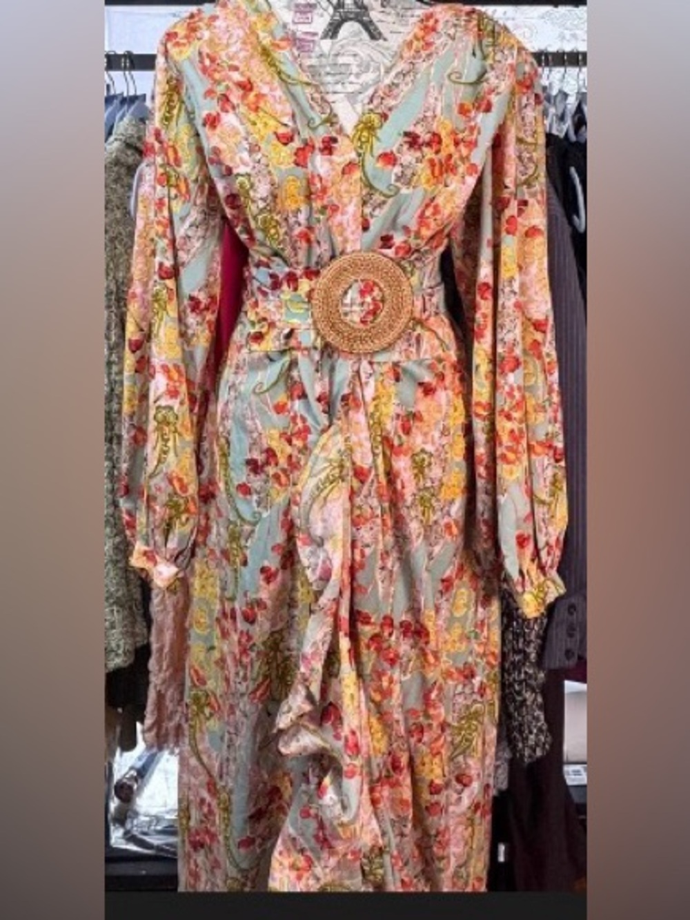 Boho Floral Ruffle Wrap Maxi Dress - Multi